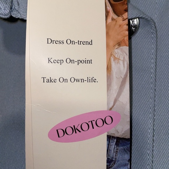 NWT Dokotoo Utility Cargo Romper.  Cotton and Linen/Denim.  Size Large. Gray. - Picture 7 of 10